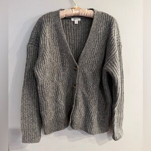 STYLE & CO Women’s Gray Chunky Knit Button Down Cardigan Sweater Size M